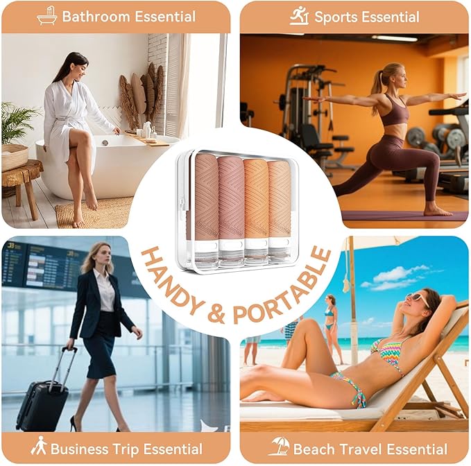 Travel Bottles for Toiletries, Silicone TSA Approved Bottles, Leakproof Shampoo & Toiletry Containers for Airplane, Vacation & Business Trips