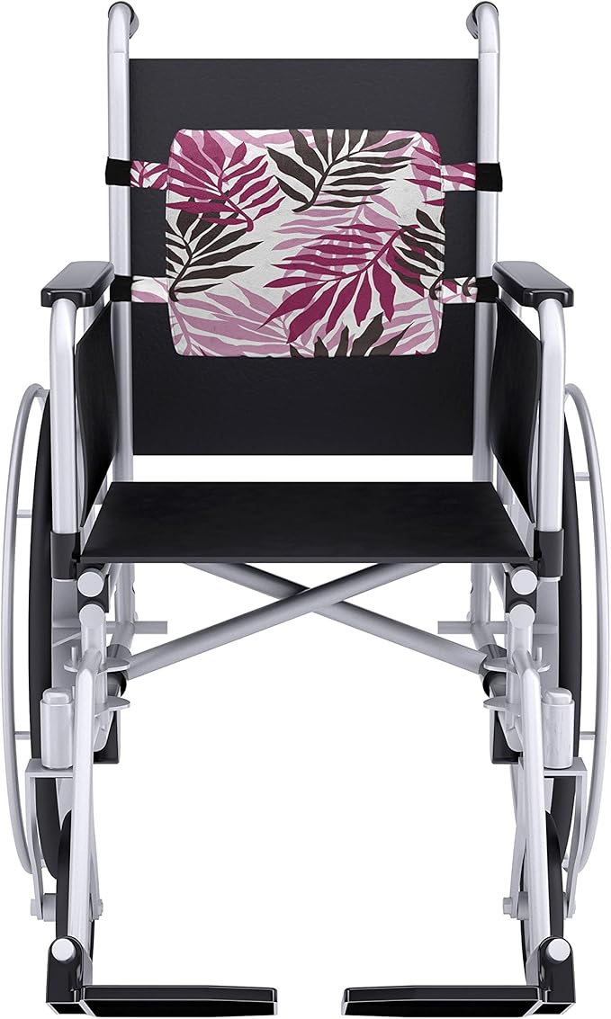 Ambesonne Exotic Lumbar Pillow, Tropical Rain Forest Jungle Leaves Forest Hawaiian Beach Theme Print, Soft Back Cushion for Office Chairs with Adjustable Straps, 14" x 13", Seal Brown Pale Pink