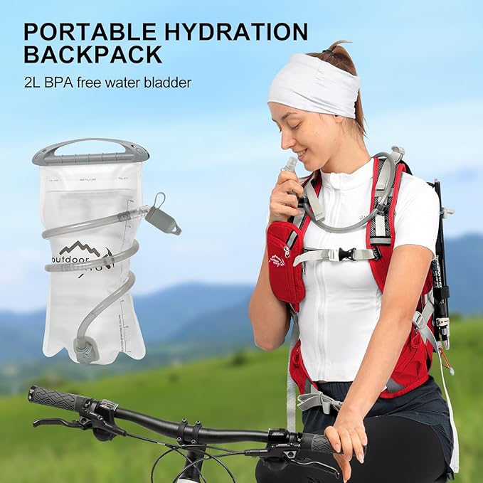 Hydration Pack,20L Hydration Backpack, Hiking Internal Frame Backpacks with 2L Hydration Water Bladder and Rain Cover, for Cycling,Camping, Hunting,Ski, Snow for Men, Women (red)