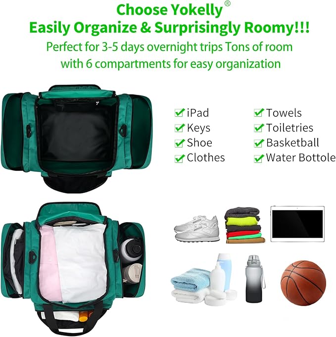 Sports Duffel Bag 20 inch for Travel Gym - Green