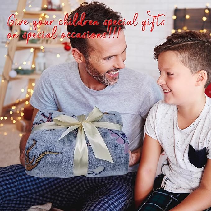 Glow in The Dark Dinosaur Blanket for Boys Girls Kids - Cute Dino Throw for Couch, Soft Warm Plush Fleece Toddler Blanket, Luminous 40"x50"