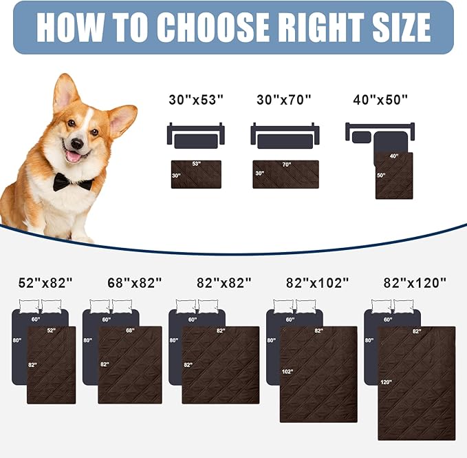 Smiry Waterproof Dog Bed Cover Pet Blanket, Soft Washable Dog Blanket for Furniture Bed Couch Sofa Reversible, Checkered (82"x82", Chocolate/Dark Grey)