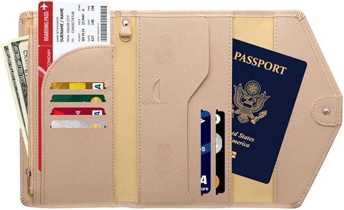 Vintage Style Genuine Leather Unisex RFID Blocking Passport Holder Travel Organizer