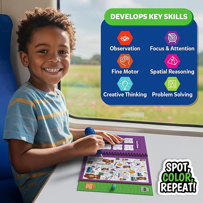 Skillmatics Reusable Search & Find Book - Water Spotter, Mess-Free Learning Activity, Stocking Stuffers, Animals, Christmas Fun, Travel Toy, Gifts for Boys & Girls Ages 4, 5, 6, 7, 8