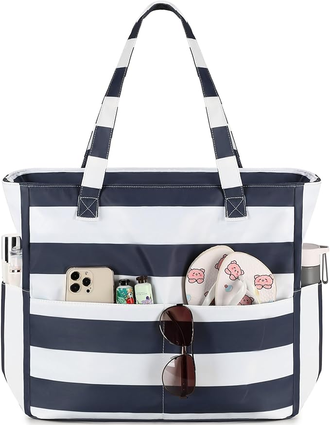 Bluboon Waterproof Beach Tote Pool Bags for Women Ladies Extra Large Carry On Bag With Wet Compartment for Weekender Travel