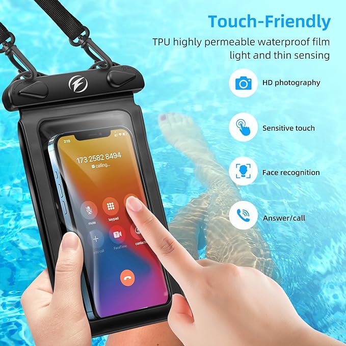 Waterproof Phone Pouch [3-Pack] Double Space Waterproof Phone Case with Adjustable Lanyard Water proof Cell Phone Pouch for iPhone IPX8 Underwater Phone Cases Phone Dry Bag for Vacation Beach Swimming
