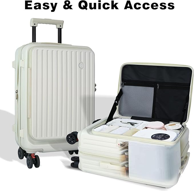 Azalitch Hard Shell Carry on Suitcases with Wheels, Carry on Luggage 22x14x9 Airline Approved, Top-open Design Luggage with Spinner wheels, Expandable Suitcase with Bottle/Cup Holder and Side Hooker.
