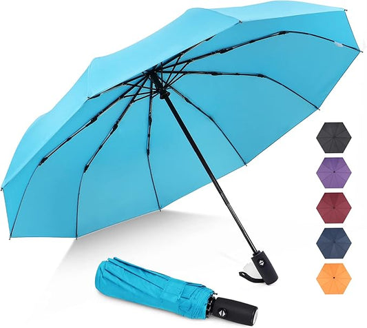 ZOMAKE Travel Umbrella Compact - 10 Ribs Portable Collapsible Umbrellas for Rain Windproof - Paraguas Automatic Small Folding Umbrella Lightweight Packable Umbrella for Women Men