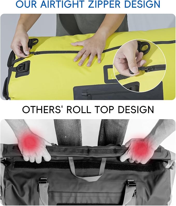 Waterproof Duffel Bag 110L - Marine Dry Bag with 700D PVC & Airtight Zipper, Extra Large Duffle Bag for Camping, Rafting, Kayaking, Boating, Car Roof Storage (Green)