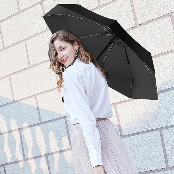 Travel Mini Compact Folding Umbrella with Case - UV Sun & Rain Protection, Lightweight Portable Pocket Umbrella for Women Men Kids, Fits Purse Backpack