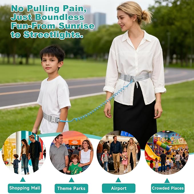 Toddler Leash for Hands-Free Safety Walking, Leash for Kids with Key Lock, Safety Walking Harness for Toddlers, Adjustable Child Leash for Boys and Girls to Outdoor Travel (Blue)