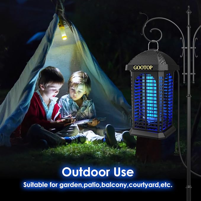 Bug Zapper Outdoor, 4200V Electric Mosquito Zapper, Bug Zapper Outdoor, Fly Traps, Fly Zapper, Mosquito Killer Indoor 3 Prong Plug, 90-130V, ABS Plastic Outer