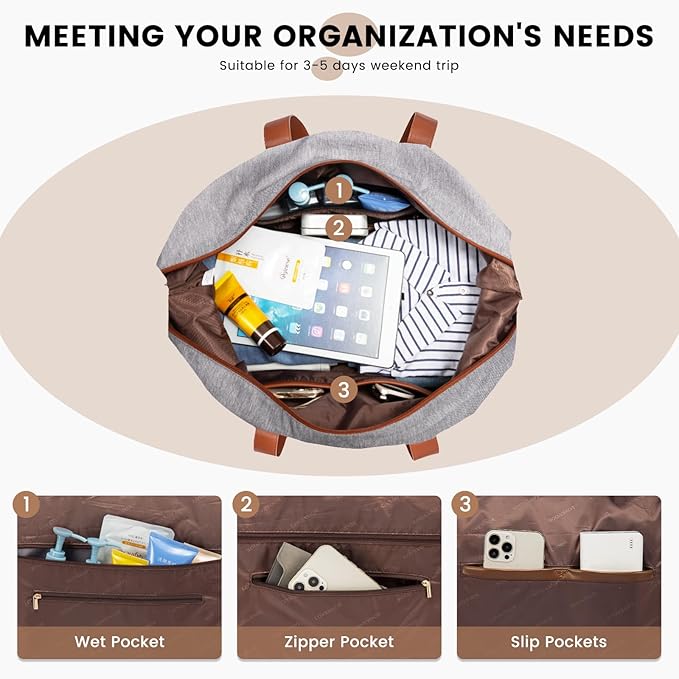 LOVEVOOK Weekender Bag, Large Travel Duffel Bag for Women with 2 Packing Cubes, Carry on Overnight Bag with Shoe Compartment, Mom Hospital Bags for Labor and Delivery