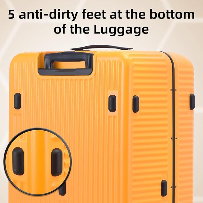 29 Inch 40 * 37 * 77cm, 113L, Aluminum Checked Luggage with Side Opening, 360° Universal Wheels, Lightweight Hardshell ABS+PC Suitcase with TSA Lock, Orange