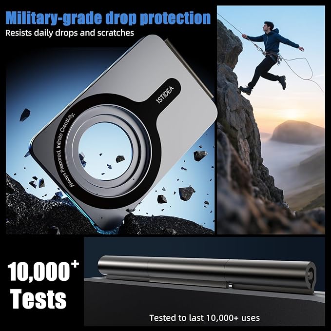 Phone Tripod Stand, Aluminum Alloy Mini Tripod Compatible with Magsafe iPhone 17/16/15/14/13/12 Series, Foldable Strong Magnetic Phone Stand, Mult-Angle Adjustment Selfie Stick