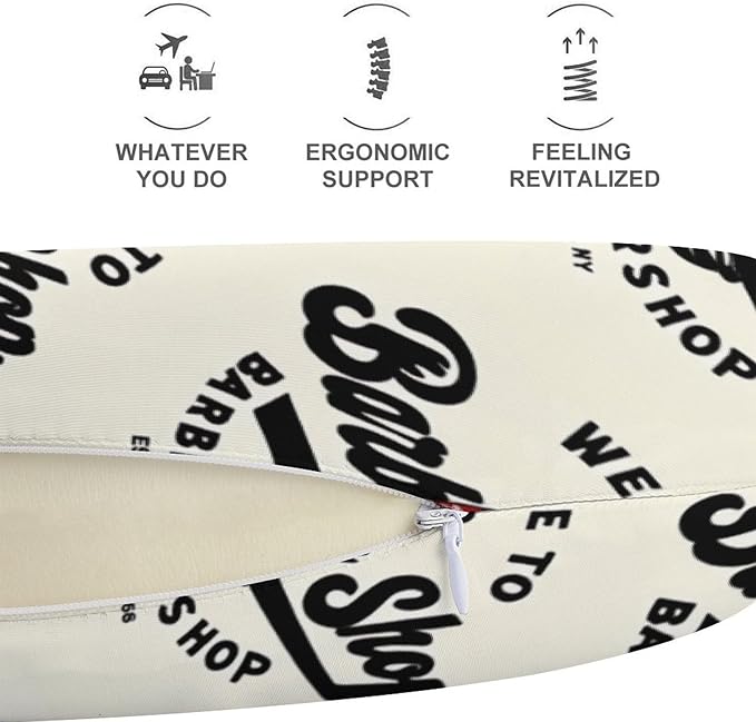 Men’s Comfort U-Shaped Neck Pillow Memory Foam Travel, Barber Shop Flag U-Shape, Breathable Car Airplane Support