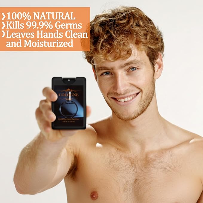 6 Pcs Hydrating Hand Sanitizer Spray for Business Men Male Sanitizing Mist Scented Spray Hand Sanitizer Travel Size Refillable Pocket Portable for Men Adults Boss Gift Coworker Office Team