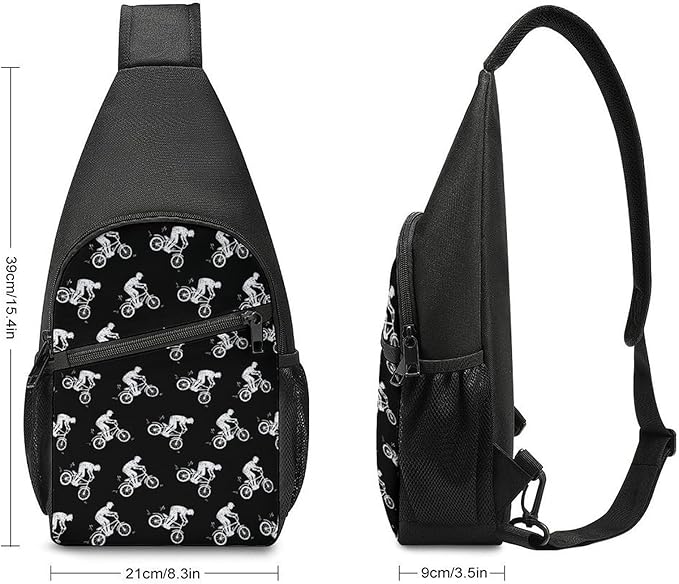 SWEET TANG Men and Women Sling Bag Chest Daypack, Motocross Dirt Bike White Shoulder Backpack Crossbody for Hiking Camping Running, Casual and Large Capacity Anti Theft Rucksack