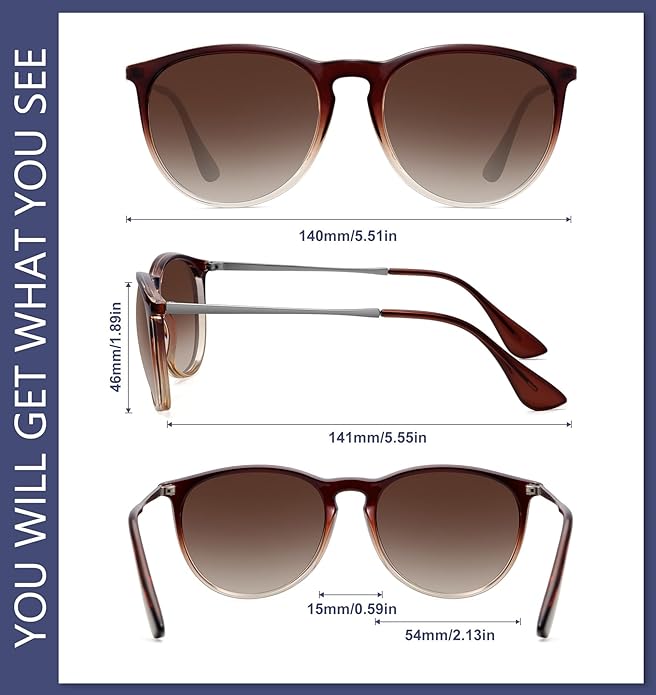 Retro sunglasses womens 2024 trendy round classic glasses