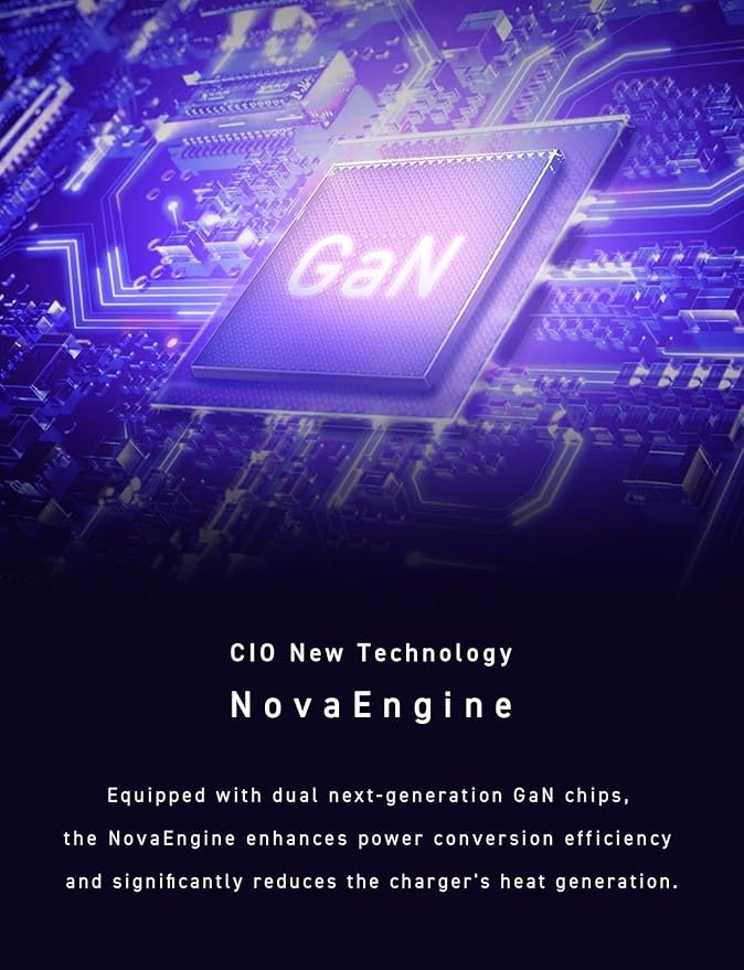 CIO 65W USB C Charger Block, Max 67W GaN Fast Charging Brick w/Dual Type-C Ports & Type-A, USBC Charger, Wall Adapter for Laptop/Phone/Tablet, Multi Travel Power Brick, NovaPort Trio II 2C1A (White)