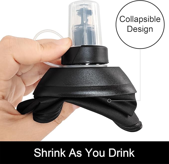 WILDREEDS 500ml Soft Flask, TPU Collapsible Soft Water Bottle for Hydration Pack, Running Vest, Folding Water Bottle for Hiking Cycling Climbing-2Pcs, Black