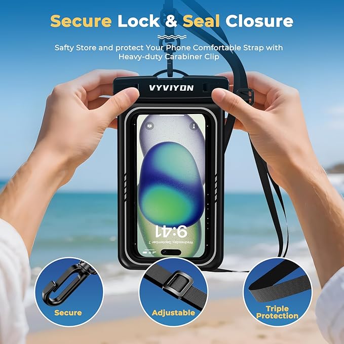 Floating Waterproof Phone Pouch IPX8 Cellphone Dry Bags for Vacation Beach Pool Kayak Cruise Travel Essentials,Waterproof Phone Case for iPhone 16 15 Pro Max, Samsung S25 Ultra S24-2 Pack 8.0"