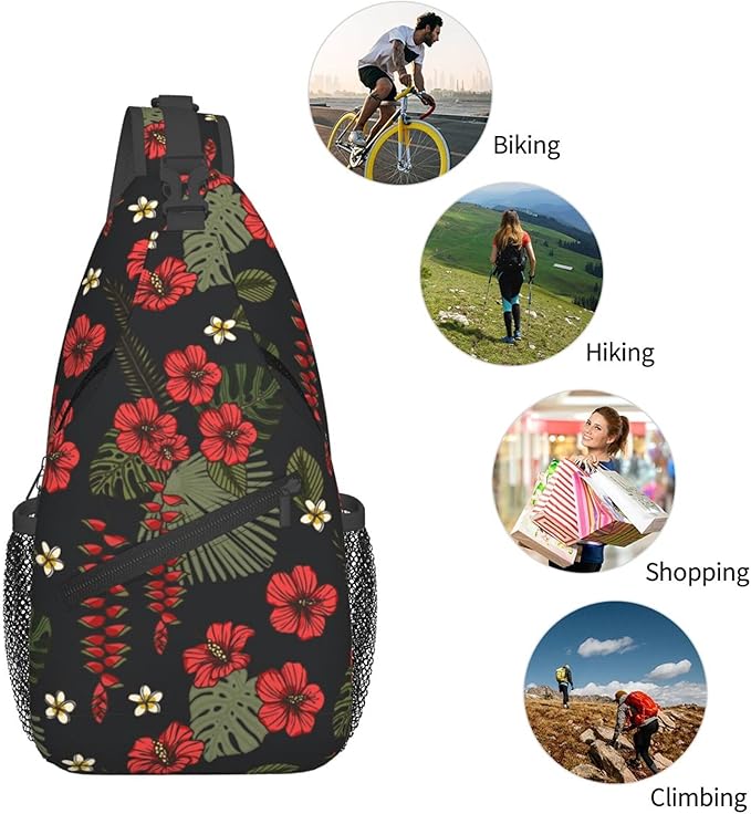 Hawaii Tropical Palm Sling Backpack Crossbody Bag Casual Chest Bags Travel Hiking Daypack Shoulder Bag for Women Men