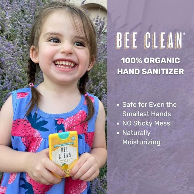 Organic Beeswax Hand Sanitizer Spray - 4-Pack (Citrus Peppermint), Travel Size Mist Spray with Organic Ethyl Alcohol, Moisturizing and Refreshing with Essential Oils, Non-Toxic, Made in USA
