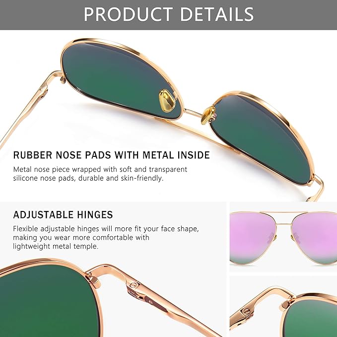 SUNGAIT Women's Lightweight Oversized Aviator Sunglasses - Classic Style Polarized Lens