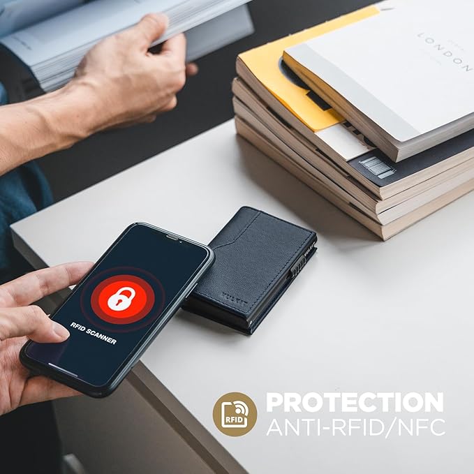 VULKIT Card Holder Wallet with Double ID Windows RFID Blocking Pop Up Wallet Minimalist Design for 12 Cards