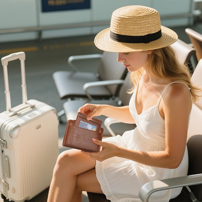 Rfid Passport Holder for Travel Women Men Passport Wallet Rfid Blocking with Card Slots and Pen Holder