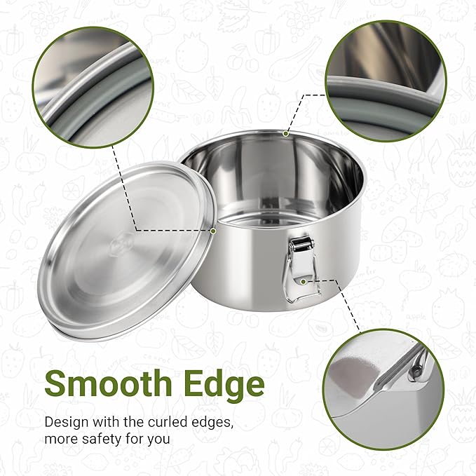 NAYELF Food Storage Containers With Lids,3pcs/set Stainless Steel Meal Prep Containers,Oven,Freezer,Dishwasher Safe for Snacks,Fruits&On the Go Container