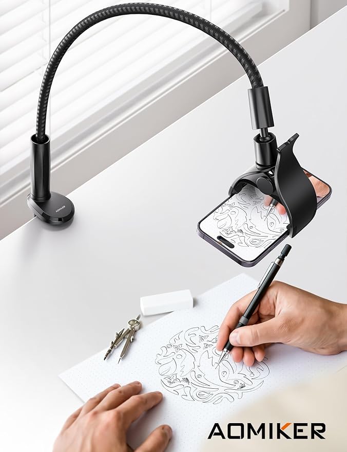 Aomiker Gooseneck Phone Holder for Bed - [2025 Upgrade Nylon Braid] 38” Long Flexible Lazy Arm Clip, 360 Adjustable Overhead Phone Mount for iPhone 15 14 13 12 11 Pro Max Mini Plus, all 4-7" Cellphone