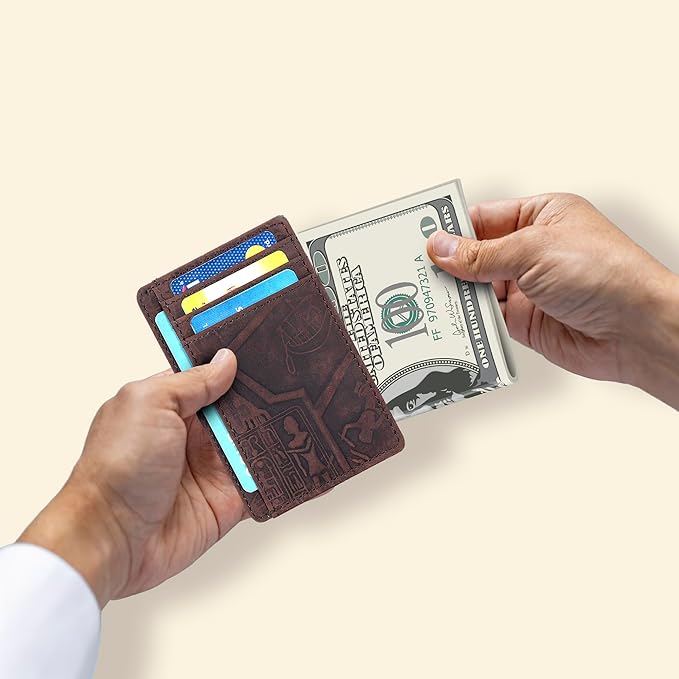 Oak Leathers Leather Slim Minimalist Wallet for Men & Women RFID Front Pocket Leather Card Holder Wallets
