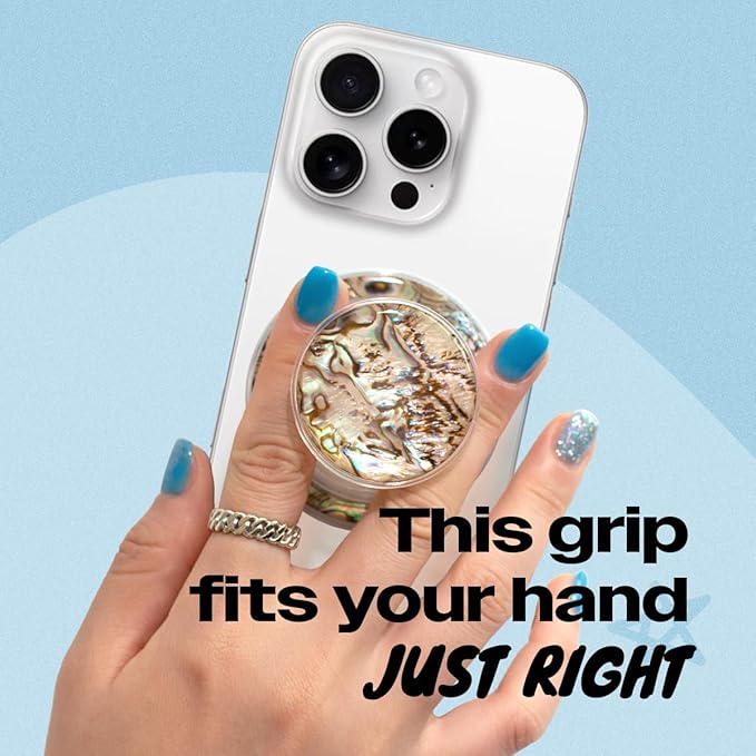 OnTheGrip Cute Natural Seashell Design Round Shape Collapsible Mobile Phone Grip Stand Holder for Smartphone Tablet Cell Phone Accessory (Leopard)