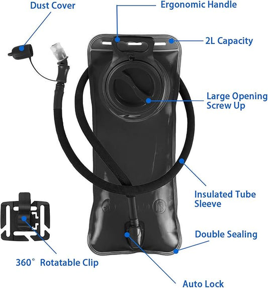 Hydration Bladder 1.5L-2L-3L,Leak Proof Water Reservoir with Insulated Sleeve, BPA Free Military Water Storage Bladder Bag Hydration Pack Replacement,Great for Bicycling Hiking Camping Hunting Running