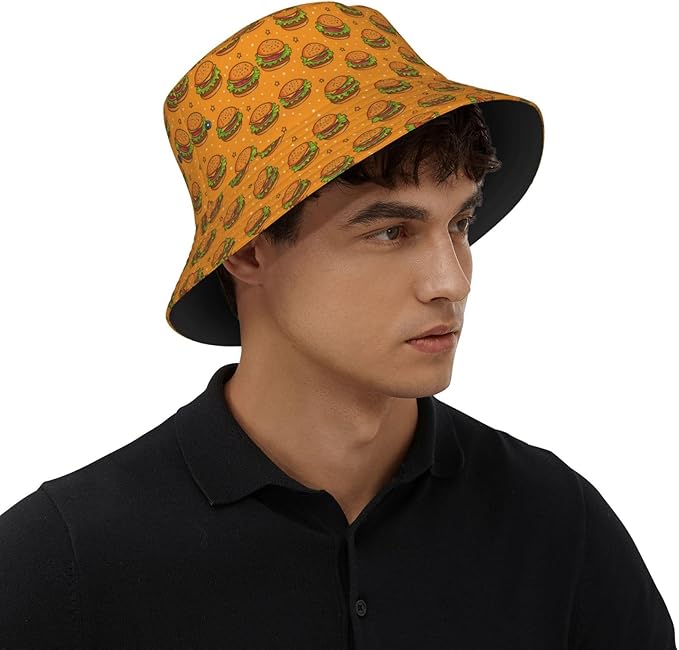 Yummy Hamburger Fisherman Hat Summer Foldable UV Protection Sun Hat