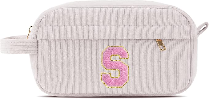 Pocmimut Mothers Day Gift Bag,Personalized Initia Makeup Bag for Girlfriend Bridesmaid Wife - Cosmetic Travel Toiletry Bag for Friend Female Christmas Gifts for Girls,S