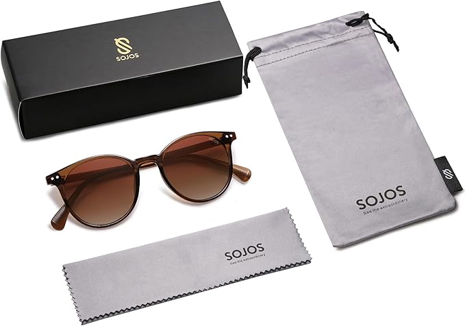 SOJOS Small Round Classic Polarized Sunglasses for Women Men Vintage Style UV400 Lens MAY SJ2113
