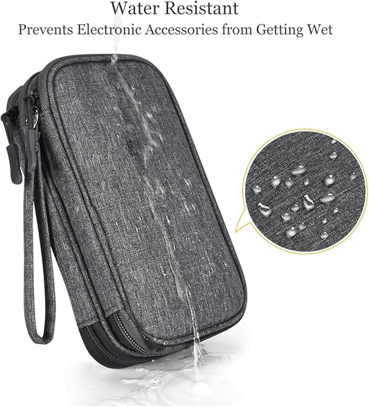 Travel Cord Organizer Electronics Organizer Travel Case, Travel Cable Organizer Bag Waterproof Portable Accessories Case for Cable, Charger, Phone, Power Bank, Earphone (Dark Gray, Large)