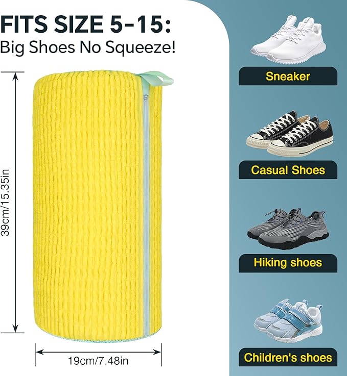 Shoe Washing Machine Bag: 2 Pack Reusable Shoes Cleaning Bags, Heavy Duty Shoe Laundry Bag for Washer & Dryer, 360° Deep Clean for Sneakers Tennis Shoes, Gifts for Women Men