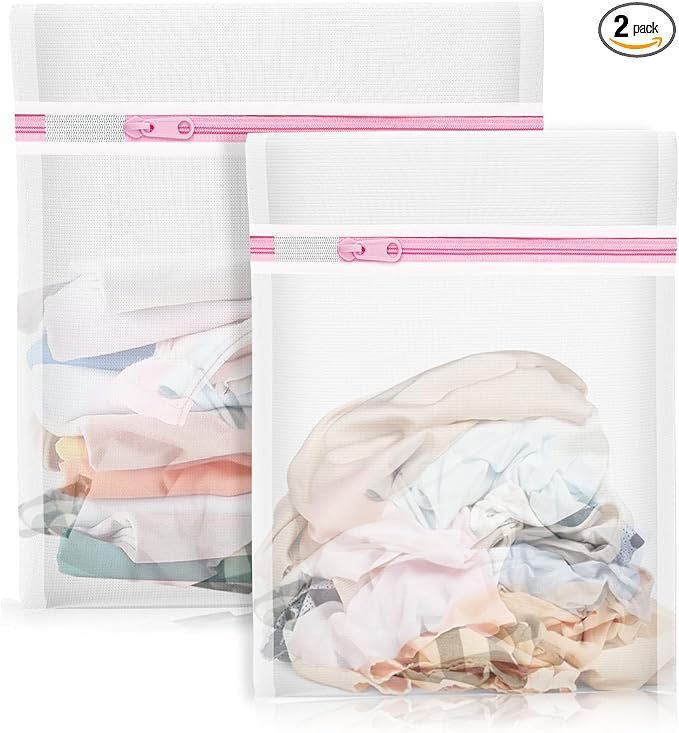 2PCS X-Large Heavy-Duty Mesh Laundry Bag: Ideal for Bulky Items - Wash & Store Down Jackets, Sheets, Sweaters | Multi-Purpose Lingerie Washing Bag for Delicates & Travel Storage,24X24’+20X24’