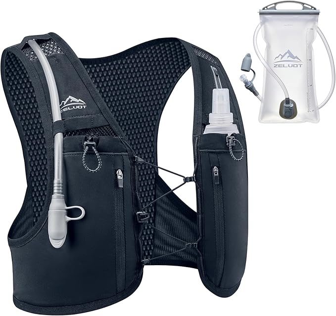 Running Vest for Women Men, USA Original Patent, Lightweight Adjustable Running Hydration Vest with 2L Water Bladder, Reflective Hydration Backpack for Marathon Hiking