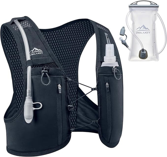 Running Vest for Women Men, USA Original Patent, Lightweight Adjustable Running Hydration Vest with 2L Water Bladder, Reflective Hydration Backpack for Marathon Hiking