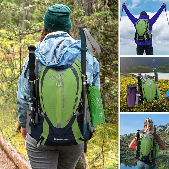 INOXTO Small Hiking Backpack with 2L Water Bladder and Rain Cover, 25L Hydration Backpack Hiking Daypack (Green)