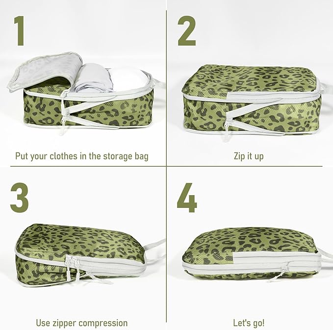 4-Piece Packing Cube Set - Lightweight Luggage Organizers for Travel, Vacation and Suitcases - Durable Accessories with Compression