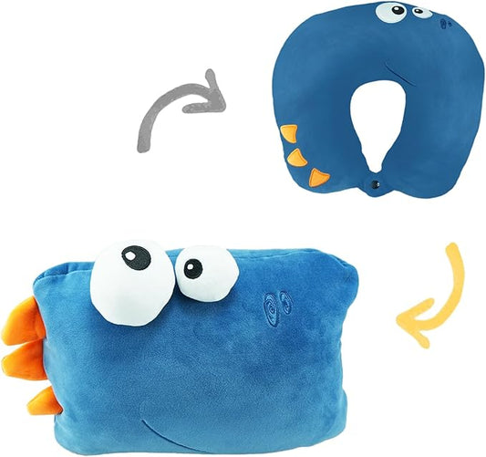 Travel Pillow for Kids & Adults Car Neck Pillow Memory Cotton U-Shaped Neck Pillow Soft Head Support Travel Accessories for Airplane Car Train Bus (Dinosaur)