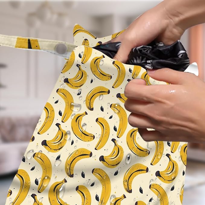 4 Pack Cute Fruit Wet Bag Waterproof Washable Reusable Wet Dry Bag for Swimsuit Dirty Clothes Cloth Diaper Travel Beach Pool Yoga Gym Toiletries Travel Beach Essentials Watermelon Avocado Banana