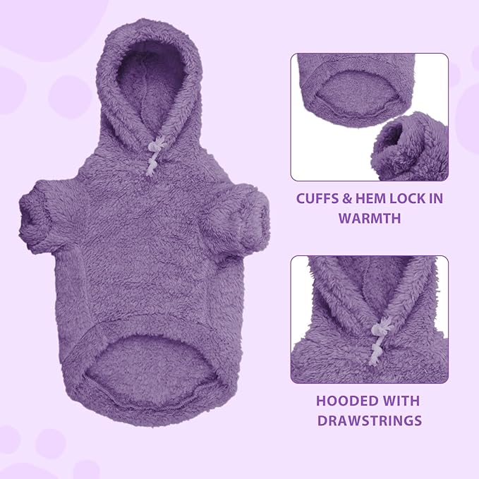 Fuzzy Dog Sweaters for Large Dogs Pet Hoodie Clothes Warm Soft Coats Hooded Sweatshirt Dog Sweaters for Extra Large Dogs(Purple-XXL)