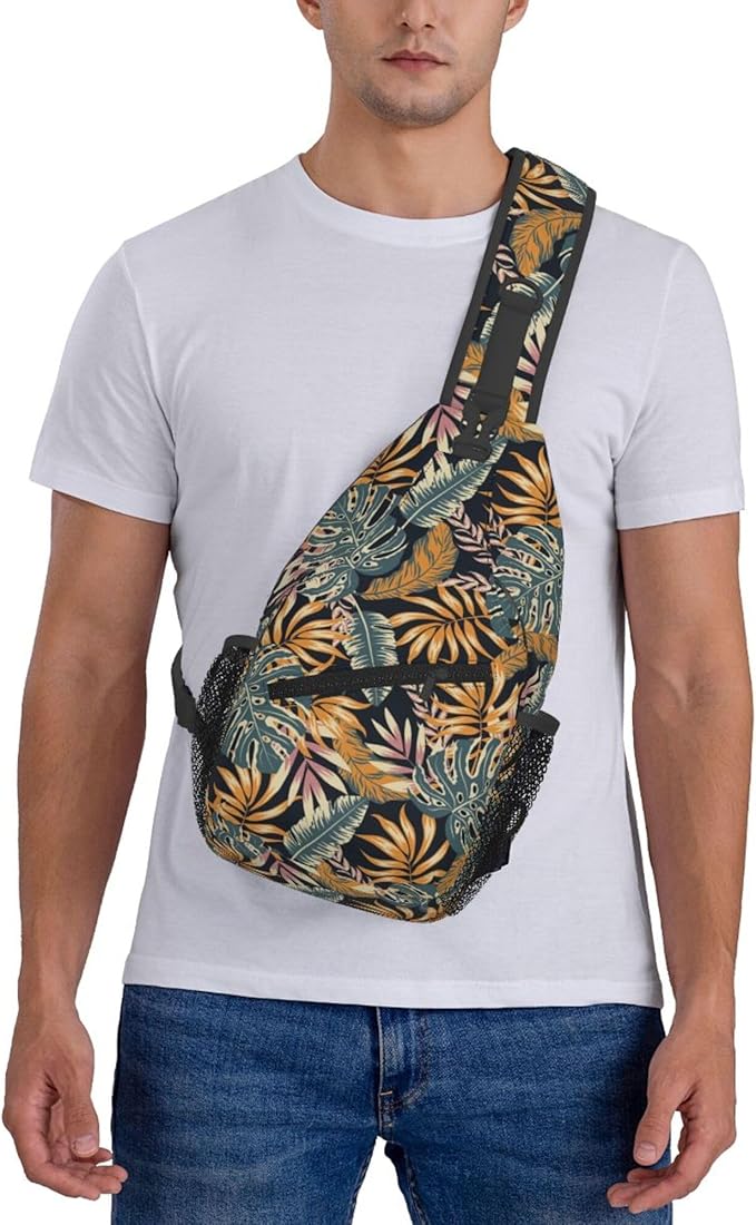 Hawaii Tropical Palm Sling Backpack Crossbody Bag Casual Chest Bags Travel Hiking Daypack Shoulder Bag for Women Men